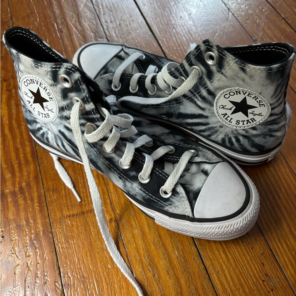Converse Tie Die Black and White High-Top Sneakers